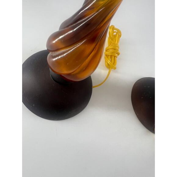 Vintage MCM Lamps Brown Amber Living Room Decor Beige Lamp Shade Set of 2 - Picture 11 of 14